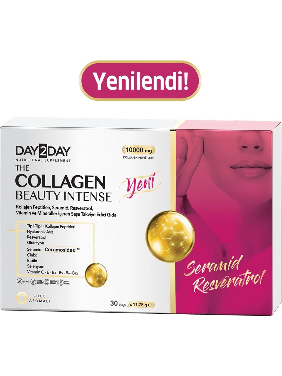 Day2Day The Collagen Beauty Intense Çilek 1000 mg 30 Saşe day2day the collagen beauty intense cilek 1000mg 30 sase 01